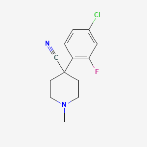 molecular formula C13H14ClFN2 B8596394 4-(4-Chloro-2-fluorophenyl)-4-cyano-1-methylpiperidine 