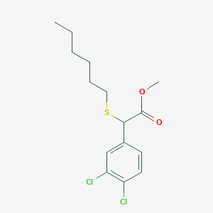 molecular formula C15H20Cl2O2S B8597291 methyl 2-(3,4-dichlorophenyl)-2-hexylsulfanylacetate 