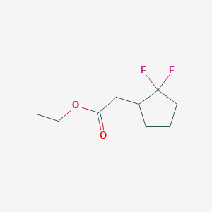 molecular formula C9H14F2O2 B8597550 Ethyl 2-(2,2-difluorocyclopentyl)acetate 