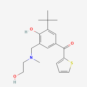 molecular formula C19H25NO3S B8597816 Methanone, (3-(1,1-dimethylethyl)-4-hydroxy-5-((2-hydroxyethyl)methylamino)methyl)phenyl)-2-thienyl- CAS No. 124978-79-6