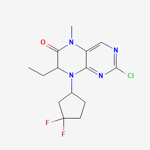 molecular formula C14H17ClF2N4O B8597858 (7R)-2-Chloro-8-[(1S)-3,3-difluorocyclopentyl]-7-ethyl-5-methyl-7H-pteridin-6-one 