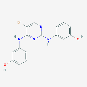 molecular formula C16H13BrN4O2 B8598524 N2,N4-bis(3-hydroxyphenyl)-5-bromo-2,4-pyrimidinediamine CAS No. 575475-67-1