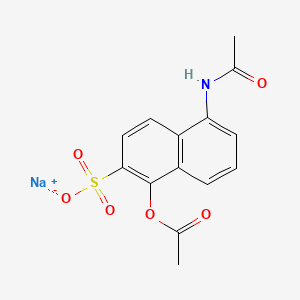 molecular formula C14H12NNaO6S B8598554 Sodium 5-acetamido-1-acetoxy-2-naphthalenesulfonate CAS No. 58596-10-4