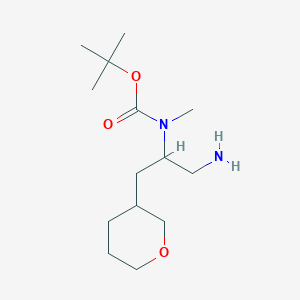 molecular formula C14H28N2O3 B8599678 tert-butyl N-[1-amino-3-(oxan-3-yl)propan-2-yl]-N-methylcarbamate 