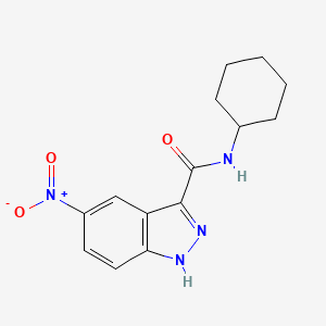 molecular formula C14H16N4O3 B8600793 N-cyclohexyl-5-nitro-1H-indazole-3-carboxamide 