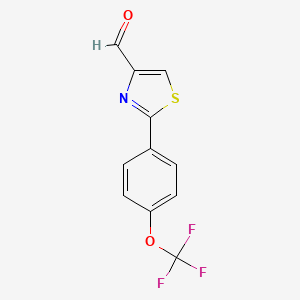 molecular formula C11H6F3NO2S B8601265 2-[4-(Trifluoromethoxy)phenyl]-1,3-thiazole-4-carbaldehyde 