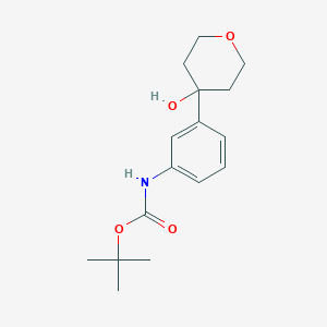 molecular formula C16H23NO4 B8601326 tert-Butyl(3-(4-hydroxytetrahydro-2H-pyran-4-yl)phenyl)carbamate 