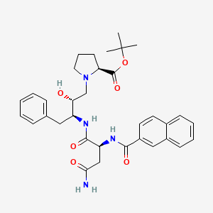 molecular formula C34H42N4O6 B8601851 L-Proline, 1-(3-((4-amino-2-((2-naphthalenylcarbonyl)amino)-1,4-dioxobutyl)amino)-2-hydroxy-4-phenylbutyl)-, 1,1-dimethylethyl ester, (2R-(2R*,3S*(S*)))- CAS No. 127749-96-6