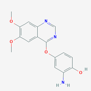 molecular formula C16H15N3O4 B8601915 2-amino-4-(6,7-dimethoxyquinazolin-4-yl)oxyphenol 