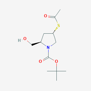 molecular formula C12H21NO4S B8602861 Trans-tert-butyl 4-(acetylthio)-2-(hydroxymethyl)pyrrolidine-1-carboxylate CAS No. 148017-27-0