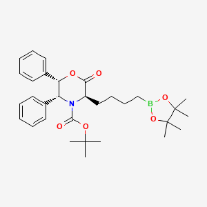 molecular formula C31H42BNO6 B8602929 tert-Butyl (3R,5R,6S)-2-oxo-5,6-diphenyl-3-(4-(4,4,5,5-tetramethyl-1,3,2-dioxaborolan-2-yl)butyl)morpholine-4-carboxylate 