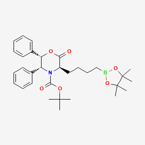 molecular formula C31H42BNO6 B8602929 (3R,5R,6S)-tert-butyl 2-oxo-5,6-diphenyl-3-(4-(4,4,5,5-tetramethyl-1,3,2-dioxaborolan-2-yl)butyl)morpholine-4-carboxylate 