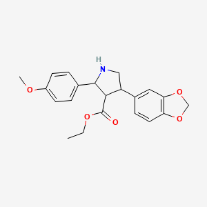 molecular formula C21H23NO5 B8603041 Ethyl 4-(Benzo[d][1,3]dioxol-5-yl)-2-(4-methoxyphenyl)pyrrolidine-3-carboxylate 