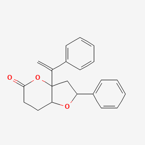 molecular formula C21H20O3 B8603929 5H-Furo[3,2-b]pyran-5-one, hexahydro-2-phenyl-3a-(1-phenylethenyl)- CAS No. 918662-68-7