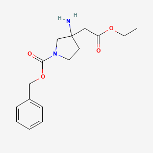 molecular formula C16H22N2O4 B8605183 Benzyl 3-amino-3-(2-ethoxy-2-oxoethyl)pyrrolidine-1-carboxylate 