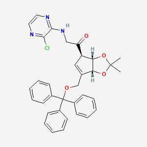 2-((3-Chloropyrazin-2-yl)amino)-1-((3aS,4R,6aR)-2,2-dimethyl-6-((trityloxy)methyl)-4,6a-dihydro-3aH-cyclopenta[d][1,3]dioxol-4-yl)ethanone