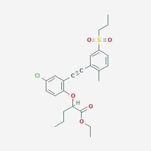 molecular formula C25H29ClO5S B8605791 Ethyl 2-(4-chloro-2-{[2-methyl-5-(propylsulfonyl)phenyl]ethynyl}phenoxy)pentanoate 