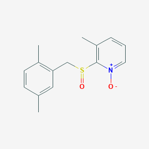 molecular formula C15H17NO2S B8605810 Pyridine, 2-[[(2,5-dimethylphenyl)methyl]sulfinyl]-3-methyl-, 1-oxide CAS No. 81167-92-2