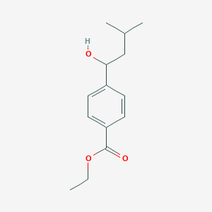 molecular formula C14H20O3 B8605858 Ethyl 4-(1-hydroxy-3-methylbutyl)benzoate 