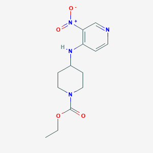 molecular formula C13H18N4O4 B8605985 3-nitro-4-[N-(1-ethoxycarbonylpiperidin-4-yl)]aminopyridine 