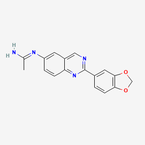 molecular formula C17H14N4O2 B8606067 N'-[2-(1,3-benzodioxol-5-yl)quinazolin-6-yl]ethanimidamide 