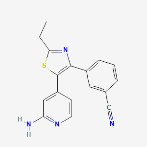 3-[5-(2-Aminopyridin-4-yl)-2-ethyl-1,3-thiazol-4-yl]benzonitrile