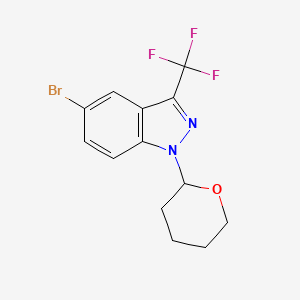 molecular formula C13H12BrF3N2O B8606424 5-bromo-1-(tetrahydro-2H-pyran-2-yl)-3-(trifluoromethyl)-1H-indazole 