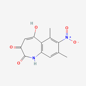 molecular formula C12H10N2O5 B8606442 5-hydroxy-6,8-dimethyl-7-nitro-1H-1-benzazepine-2,3-dione CAS No. 174769-06-3