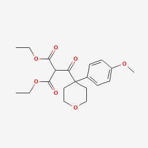 molecular formula C20H26O7 B8607207 Diethyl 2-(4-(4-methoxyphenyl)-tetrahydro-2H-pyran-4-carbonyl)malonate 