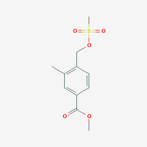 molecular formula C11H14O5S B8607788 Methyl 3-methyl-4-(((methylsulfonyl)oxy)methyl)benzoate 