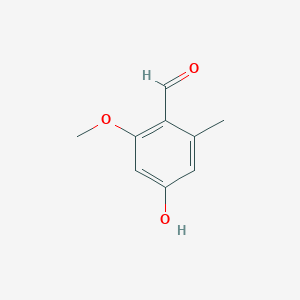 molecular formula C9H10O3 B8607840 4-Hydroxy-2-methoxy-6-methylbenzaldehyde CAS No. 67088-25-9