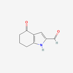 molecular formula C9H9NO2 B8607923 4-oxo-4,5,6,7-tetrahydro-1H-indole-2-carbaldehyde 