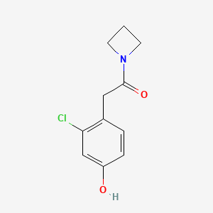 molecular formula C11H12ClNO2 B8608011 1-(Azetidin-1-yl)-2-(2-chloro-4-hydroxyphenyl)ethanone 