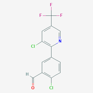 2-Chloro-5-[3-chloro-5-(trifluoromethyl)pyridin-2-yl]benzaldehyde