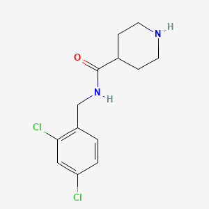 molecular formula C13H16Cl2N2O B8609209 N-[(2,4-dichlorophenyl)methyl]piperidine-4-carboxamide 