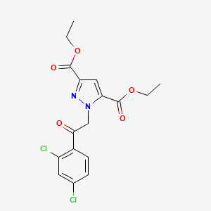 molecular formula C17H16Cl2N2O5 B8609366 Diethyl 1-[2-(2,4-dichlorophenyl)-2-oxoethyl]-1H-pyrazole-3,5-dicarboxylate 