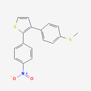 molecular formula C17H13NO2S2 B8609511 Thiophene, 3-[4-(methylthio)phenyl]-2-(4-nitrophenyl)- CAS No. 140423-16-1