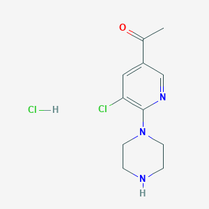 molecular formula C11H15Cl2N3O B8609664 1-(5-Chloro-6-(piperazin-1-yl)pyridin-3-yl)ethan-1-one hydrochloride 
