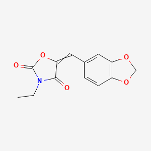 molecular formula C13H11NO5 B8609876 5-[(2H-1,3-Benzodioxol-5-yl)methylidene]-3-ethyl-1,3-oxazolidine-2,4-dione CAS No. 138689-57-3