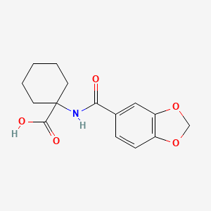 molecular formula C15H17NO5 B8609939 1-[N-(3,4-methylenedioxyphenylcarbonyl)amino]cyclohexanecarboxylic acid 