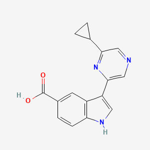 molecular formula C16H13N3O2 B8610251 3-(6-cyclopropylpyrazin-2-yl)-1H-indole-5-carboxylic acid 
