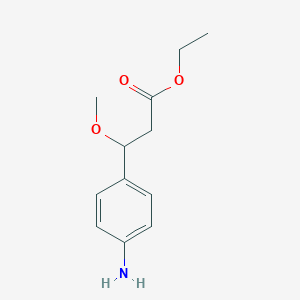 molecular formula C12H17NO3 B8610254 Ethyl 3-(4-aminophenyl)-3-methoxypropionate 