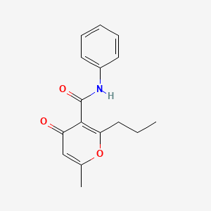 molecular formula C16H17NO3 B8610702 6-Methyl-4-oxo-N-phenyl-2-propyl-4H-pyran-3-carboxamide CAS No. 104688-29-1