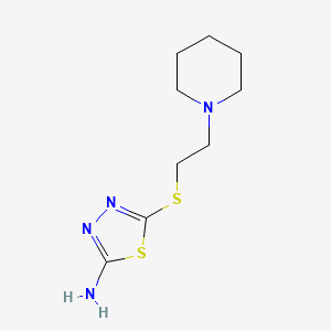 molecular formula C9H16N4S2 B8610781 2-Amino-5-piperidinoethylthio-1,3,4-thiadiazole 