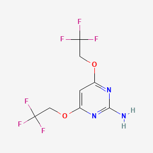 molecular formula C8H7F6N3O2 B8610786 2-Amino-4,6-bis(2,2,2-trifluoroethoxy)pyrimidine 