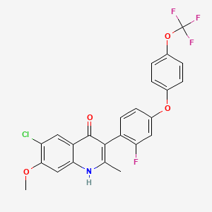 molecular formula C24H16ClF4NO4 B8610819 6-chloro-3-(2-fluoro-4-(4-(trifluoromethoxy)phenoxy)phenyl)-7-methoxy-2-methylquinolin-4(1H)-one 