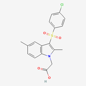 molecular formula C18H16ClNO4S B8611885 2-[3-(4-Chlorophenyl)sulfonyl-2,5-dimethylindol-1-yl]acetic acid CAS No. 646514-29-6