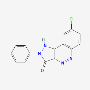 molecular formula C15H9ClN4O B8612240 8-Chloro-2-phenyl-1,2-dihydro-3H-pyrazolo[4,3-c]cinnolin-3-one CAS No. 98152-31-9