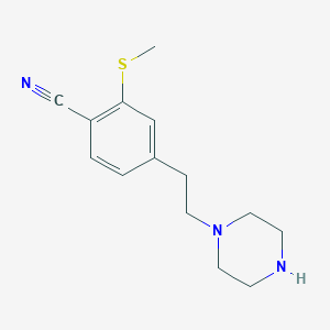 molecular formula C14H19N3S B8612383 2-(Methylthio)-4-(2-piperazin-1-ylethyl)benzonitrile 