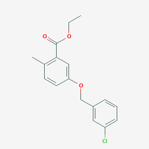 molecular formula C17H17ClO3 B8612997 ethyl 5-[(3-chlorophenyl)methoxy]-2-methylbenzoate 